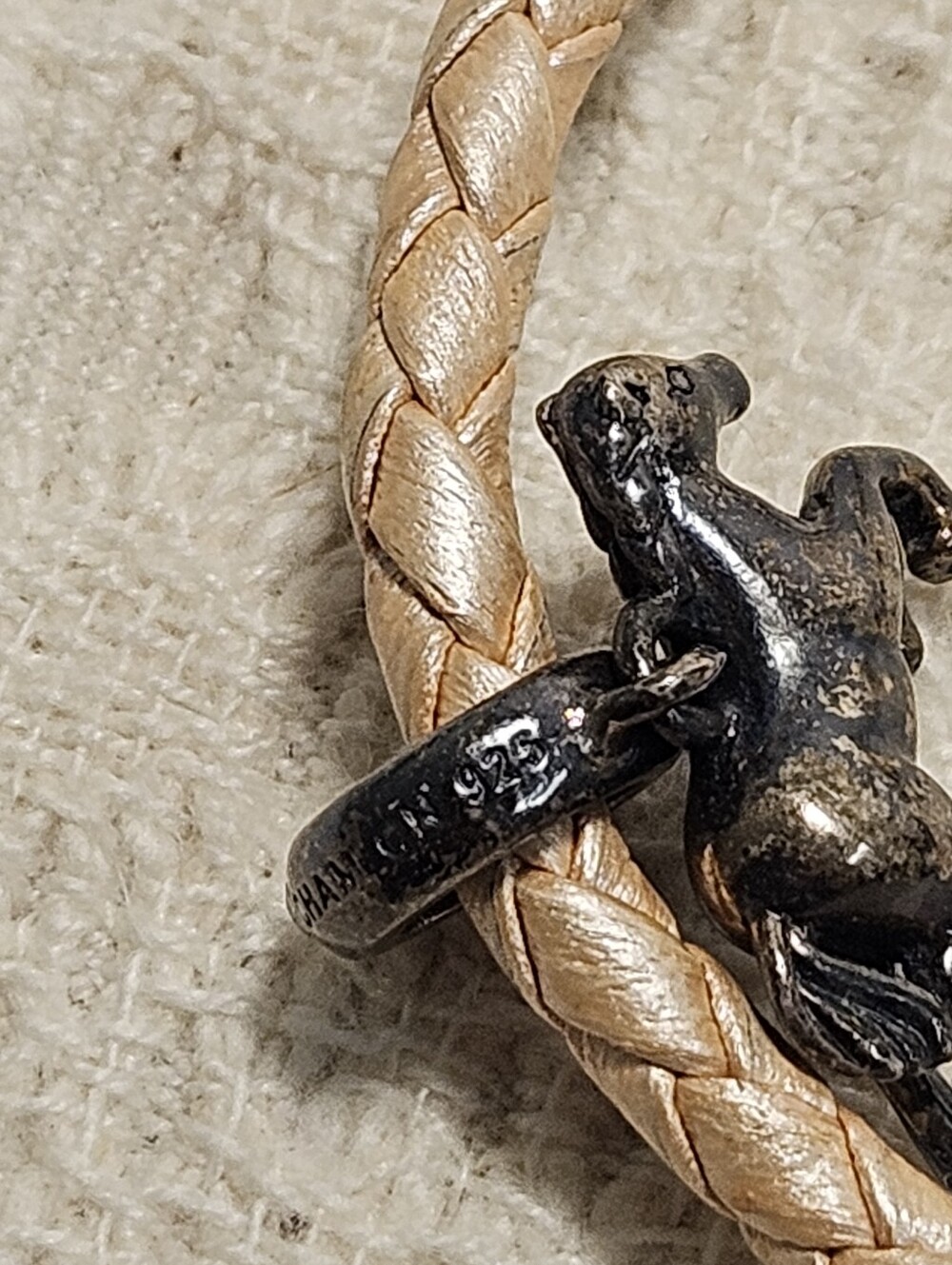 CHAMILIA Beige Braided Leather Bracelet with Horse Charm - Picture 3 of 4